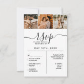 Elegant White Black Foto Monogram Wedding RSVP En Karte (Vorderseite)