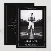 Elegant White & Black Graduate Announcement Einladung (Vorne/Hinten)