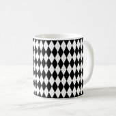 Elegant White Black Harlequin Geometric Rhombuses Kaffeetasse (VorderseiteRechts)