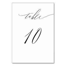 Elegant White Black Modern Script No. 10 Wedding Tischnummer