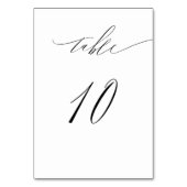 Elegant White Black Modern Script No. 10 Wedding Tischnummer (Vorderseite)