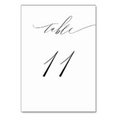 Elegant White Black Modern Script No. 11 Wedding Tischnummer (Rückseite)