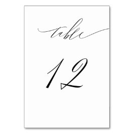 Elegant White Black Modern Script No. 12 Wedding Tischnummer