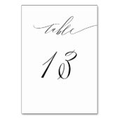 Elegant White Black Modern Script No. 13 Wedding Tischnummer (Rückseite)