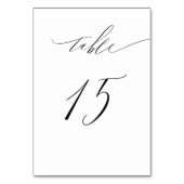 Elegant White Black Modern Script No. 15 Wedding Tischnummer (Rückseite)