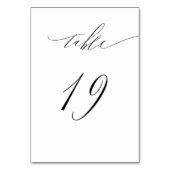 Elegant White Black Modern Script No. 19 Wedding Tischnummer (Rückseite)