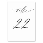 Elegant White Black Modern Script No. 22 Wedding Tischnummer (Vorderseite)