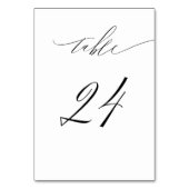 Elegant White Black Modern Script No. 24 Wedding Tischnummer (Vorderseite)