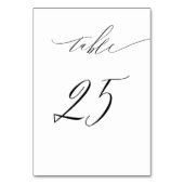 Elegant White Black Modern Script No 25 Wedding Tischnummer (Rückseite)