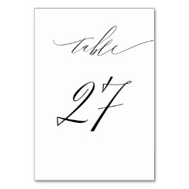 Elegant White Black Modern Script No 27 Wedding Tischnummer