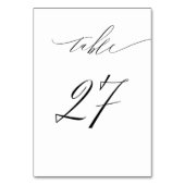 Elegant White Black Modern Script No 27 Wedding Tischnummer (Rückseite)