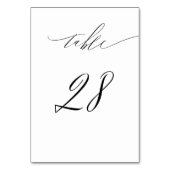 Elegant White Black Modern Script No. 28 Wedding Tischnummer (Vorderseite)