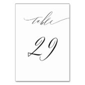 Elegant White Black Modern Script No. 29 Wedding Tischnummer (Rückseite)
