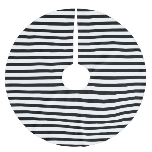 Elegant White Black Stripe Polyester Weihnachtsbaumdecke (Vorderseite)