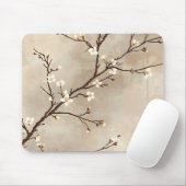 Elegant White Blossom Minimal Branch Mousepad (Mit Mouse)
