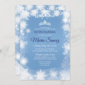 Elegant White & Blue Christmas Mis Ruhige Lage lad Einladung (Vorne/Hinten)