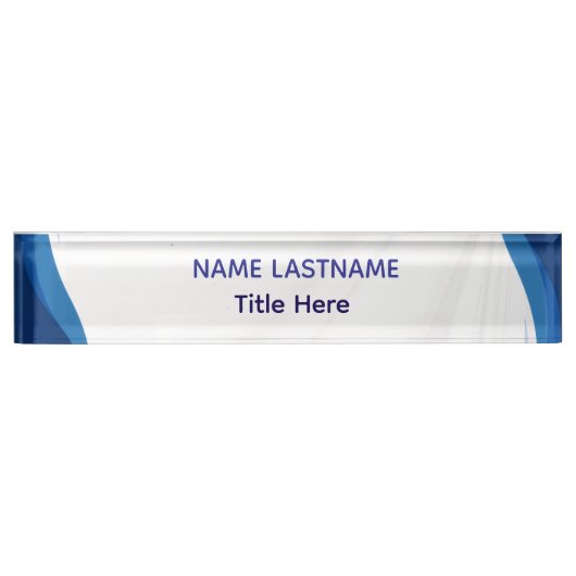 Elegant white & Blue custom name Desk Nameplate Namensplakette (Vorderseite)