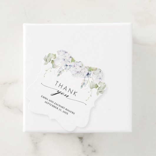 Elegant White Blue Floral Wedding Vielen Dank Geschenkanhänger (Beispiel)