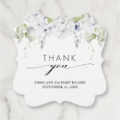 Elegant White Blue Floral Wedding Vielen Dank Geschenkanhänger (Vorderseite)