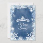 Elegant White Blue Winter Quinceanera Einladung (Rückseite)