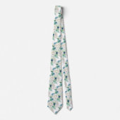 Elegant White Blue WInter Rose Neck Tie Krawatte (Vorderseite)