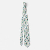Elegant White Blue WInter Rose Neck Tie Krawatte (Rückseite)