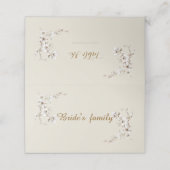 Elegant White Botanical Blossom Ivory Wedding Platzkarte (Außenseite Aufgefaltet)