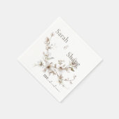 Elegant White Botanical Blossom Ivory Wedding Serviette (Ecke)