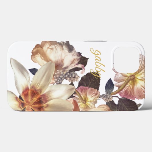 Elegant White Botanical Florals | Benutzerdefinier Case-Mate iPhone Hülle (Rückseite (Horizontal))