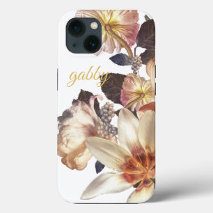 Elegant White Botanical Florals   Benutzerdefinier Case-Mate iPhone Hülle