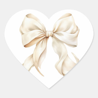 Elegant White Bow Baby Shower  Herz-Aufkleber