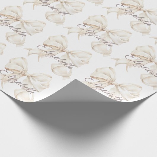 Elegant White Bow Christmas  Geschenkpapier (Ecke)