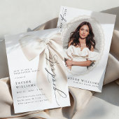 Elegant White Bow Graduation Einladung
