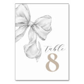 Elegant White Bow Table Numbers for Wedding Tischnummer (Rückseite)
