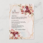 Elegant White & Burgundy Floral Wedding Info Card Begleitkarte (Vorderseite)