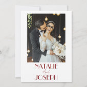 Elegant White Burgundy Minimalist Photo Wedding Einladung (Rückseite)