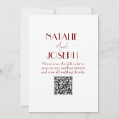Elegant White Burgundy Minimalist QR Code Wedding Einladung (Rückseite)