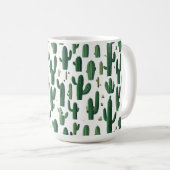 Elegant White Cactus Design Mug Kaffeetasse (VorderseiteRechts)