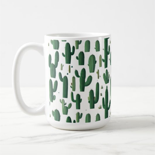 Elegant White Cactus Design Mug Kaffeetasse (Links)