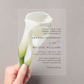 Elegant White Calla Lilies Floral Wedding Acryleinladungen (Insitu (Handheld))