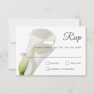 Elegant White Calla Lilies Floral Wedding RSVP Karte