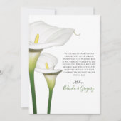 Elegant White Calla Lilies Wedding Dankeskarte (Vorderseite)