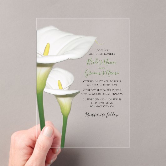Elegant White Calla Lilies Wedding Einladungen (Insitu (Handheld))