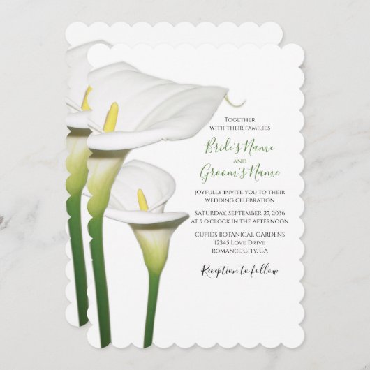 Elegant White Calla Lilies Wedding Einladungen (Vorne/Hinten)