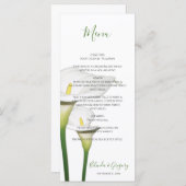 Elegant White Calla Lilies Wedding Menükarte (Vorne/Hinten)
