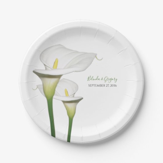 Elegant White Calla Lilies Wedding Pappteller (Vorderseite)