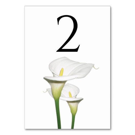 Elegant White Calla Lilies Wedding Tischnummer (Vorderseite)