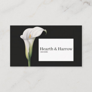 Elegant White Calla Lily Black Botanical Visitenkarte