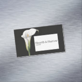 Elegant White Calla Lily Black Floral Magnetische Visitenkarte (Beispiel)