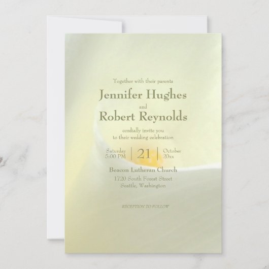 Elegant White Calla Lily Einladung Hochzeit (Vorderseite)